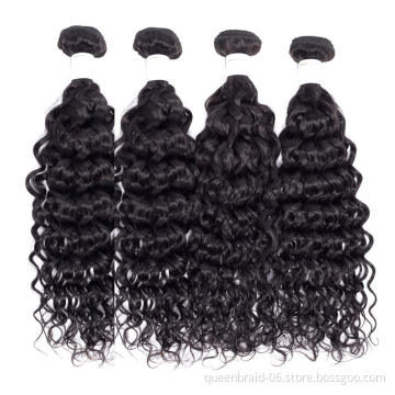 Brazilian Water Wave Bundles with Closure Virgin Human Hair Extensions Wet and Wavy Bundles with Free Part Lace Closure